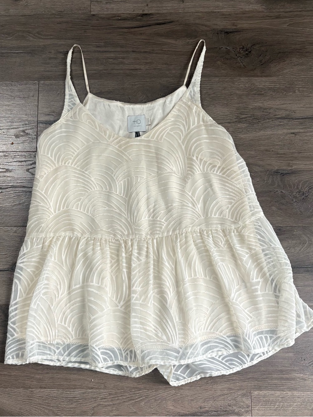 HD in Paris Anthropologie Ivory Cream Layered Babydoll Tank Top Shirt Cami